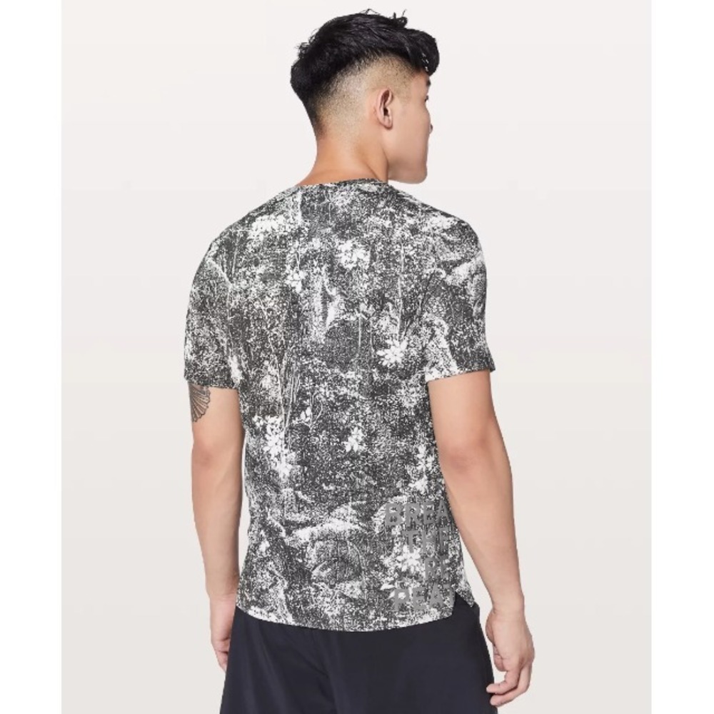 LULULEMON Mens Athletic Running T-Shirt Large Floral Short Sleeve Reflective Tee - Picture 6 of 15